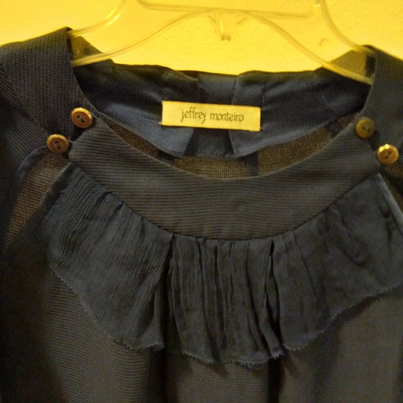 100% Silk Ruffle Neck Blouse Designer Girly Romantic Feminine Frenchgirl Size 0 - Picture 4 of 15